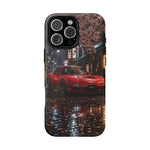 Red FD RX-7 Blossom Alley Tough Phone Case - Rain-Slicked Night