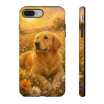 Golden Retriever Phone Case Flower Field Tough Cover Gift Art