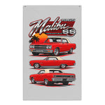 1965 Malibu SS Convertible Red Banner 34x56 Garage Man Cave Wall Decor Gift