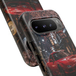 Red FD RX-7 Blossom Alley Tough Phone Case - Rain-Slicked Night