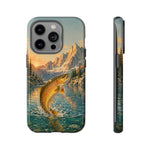 Leaping Golden Trout Lake Scene phone case | Tough Cover
