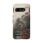 Autumn Temple Steps phone case | Japanese watercolor landscape cover