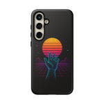 Synthwave Wireframe Hand Retro Sun Phone Case Tough Case