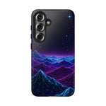 Retro Neon Mountains Phone Case | Vaporwave Galaxy Landscape
