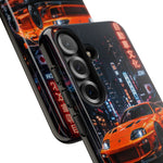 Orange Supra Phone Case, Neon City Night JDM Sports Car Tough Cover