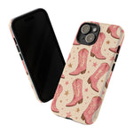 Pink Cowboy Boots phone case | Western pattern | Pastel stars