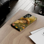 Summer Sunhat Cat Phone Case, Painterly Grass Art Cover
