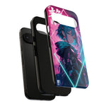 Anime Girl Phone Case Teal, Neon Kanji Calm Gradient Tough Cover