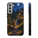 Moonlit Garden Cat Phone Case, Firefly Painterly Art Cover