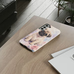 Pug Puppy Phone Case, Pastel Watercolor Heart Collar Cover