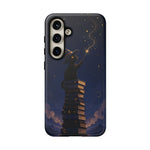 Starry Wizard Cat on Books phone case