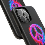 Glitch Peace Sign Phone Case, RGB Melt Digital Art Tough Cover, Gift