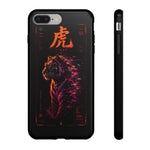 Glitch Tiger Silhouette Art Tough Phone Case - Orange Magenta