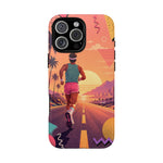 Retro Runner Sunset phone case | 80s Vaporwave jogging design