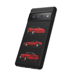 C4 Corvette Art Phone Case Red, Three-View Vector Cover, Gift
