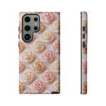 Silk Rose Phone Case, Blush Pink Floral Pattern Tough Cover, Gift