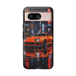 Orange Supra Phone Case, Neon City Night JDM Sports Car Tough Cover