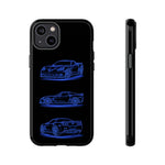 C6 ZR1 Line Art Phone Case, Blue Three-View Cover