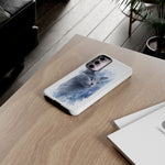 Russian Blue Cat Watercolor Portrait Tough Phone Case - Silver