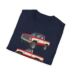 1982 Chevy K10 Silverado Red Pickup T-Shirt | Trio Truck Illustration