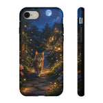 Moonlit Garden Cat Phone Case, Firefly Painterly Art Cover