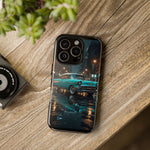 Vintage Teal 1957 Bel Air Classic Car Tough Case | Retro Rainy City Phone Cover