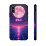 Neon Vaporwave Moonphone Case | Retro 80s Grid Sunset Phone Case
