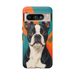 Boston Terrier Pop-Art Portrait Tough Phone Case - Teal Orange