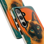 Siamese Cat Retro Halftone Portrait Case - Orange Teal Print