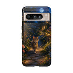 Moonlit Garden Cat Phone Case, Firefly Painterly Art Cover