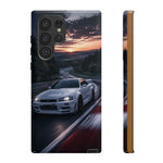 Skyline GT-R R34 White Nurburgring Speed Art Tough Phone Case