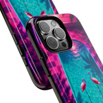 Neon Flamingo Pool Vaporwave Art Tough Phone Case