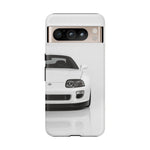 White MK4 Supra Phone Case, Retro 90s JDM Tough Cover for Car Enthusiasts