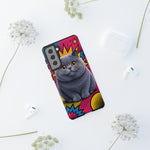 British Shorthair Round Pop Art Tough Phone Case