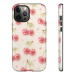 Pink Cherry Pattern Phone Case | Cute Retro Fruit Design