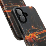 Orange Cuda Phone Case, Rainy City Night Muscle Car Tough Cover