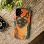 Siamese Cat Retro Halftone Portrait Case - Orange Teal Print