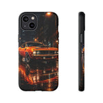 Orange Cuda Phone Case, Rainy City Night Muscle Car Tough Cover