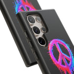 Glitch Peace Sign Phone Case, RGB Melt Digital Art Tough Cover, Gift