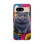 British Shorthair Round Pop Art Tough Phone Case