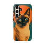 Siamese Cat Retro Halftone Portrait Case - Orange Teal Print