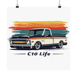 C10 Life Poster Chevy Pickup Retro Striped Truck Wall Art
