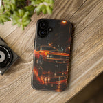 Orange Cuda Phone Case, Rainy City Night Muscle Car Tough Cover