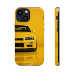 Yellow Skyline Phone Case, R34 GTR 90s JDM Legend Tough Cover for Men Gift
