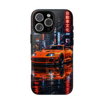 Orange Supra Phone Case, Neon City Night JDM Sports Car Tough Cover