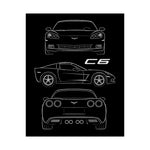 Chevy Corvette C6 Poster Wall Art Print Sports Car Blueprint Garage Decor Gift