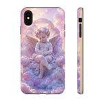 Cherub Cloud Throne Phone Case, Pastel Marble 3D Render Cover