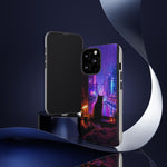 Lo-Fi Cat Neon Rain Window Vaporwave Art Tough Phone Case