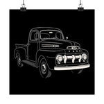 1952 Ford F1 Pickup Poster Wall Art Print Classic Truck Garage Decor Gift