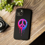 Glitch Peace Sign Phone Case, RGB Melt Digital Art Tough Cover, Gift